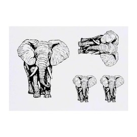 4 x 'Elephant' Temporary Tattoos - Water Resistant, Skin-Safe, Non-Toxic Transfers, Mixed Sizes (TO00066510)