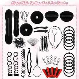 52PCS Hair Design Styling Tools,DIY Women Hair Accessories Hair Design Styling Tools Accessories Girls Hairstyle Maker Tool Spiral Hair Braid Magic Hair Twist Pull Hair Needle Fashion Hair Design