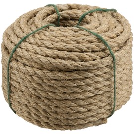 FUNSUEI 1/2 Inch x 100 ft Natural Hemp Rope, Thick Hemp Rope, Natural Jute Rope Twisted Manila Rope Hanging Swing Rope All Purpose Cord for Crafts, Nautical Knots, Home Decoration