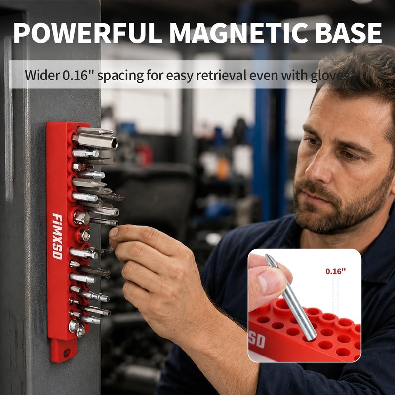 1/4" Magnetic Hex Bit Holder, 39 Holes Bit Storage with