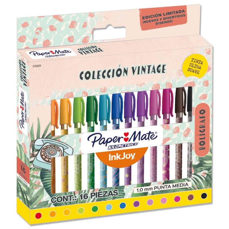 Paper Mate Bolígrafos Kilometrico con Diseños Únicos Surtido de 16