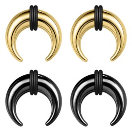 BodyAce 2Pairs Buffalo Ear Taper Kit, 2-12G Septum Pincher Tapers C Shape Nose Jewellery, Black Stretching Ear Piercing Expanded Septum Ring with O-Rings [12G(2mm)]