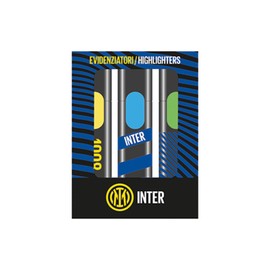 SEVEN Kit Videnziatori - F.C. Inter Football - 3 Highlighters - Gift Box - Elementary School Accessories, School Pens