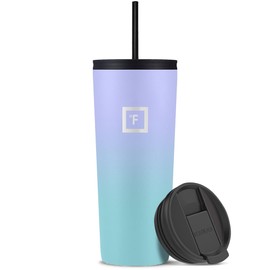 IRON °FLASK Classic Tumbler - Vacuum Insulated Stainless Steel Water Bottle, Double Walled, Drinking Cup, Insulated Travel Mug (Cotton Candy, 24 oz Solid Lid)
