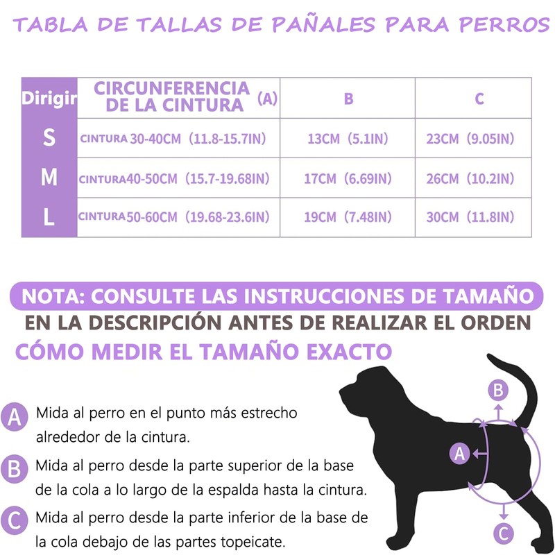 Paquete de 3 Pañales Lavables para Perros - Fundas Reutilizables,