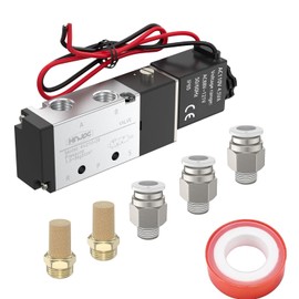 HNJPC 4V210-08 5/2 Way Pneumatic Solenoid Valve, 110V AC Single Solenoid Pilot Operated, Electric Air Control Valve for Air Cylinders, Automation (4V210-08 AC110V/Out of line)