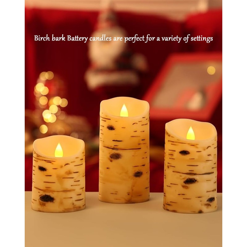 Comenzar Flameless Candles Birch Bark Candle LED Candles Home Decor