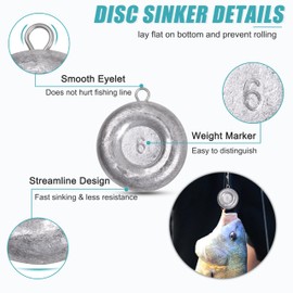 Fishing Weights Sinkers Disc Fishing Weights Coin Sinkers Saltwater Surf Fishing Weights Catfishing Tackle 1oz 2oz 3oz 4oz 5oz 6oz 8oz