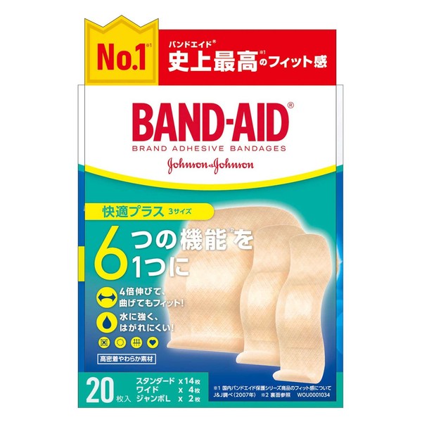 Band-Aid First Aid Bandages, Comfort Plus, Assortment, 20 Sheets