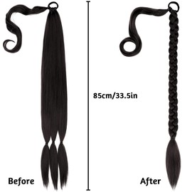 Fahibin Braid Ponytail Extension, Ponytail Extension with Scrunchie, Ponytail Extension with Scrunchie for Crochet Twist Braiding Hairstyle