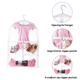 Clear Kids Dance Costume Garment Bag(3 Pack)Garment Bag 35 Inch for Dance Competitions,Foldable Travel Hanging Clothes Storage with Full Zipper, Plastic Dance Costume Recital Storage Bag for Children