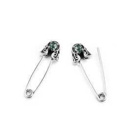 DAYLINLOVE Safety Pin Earrings 925 Sterling Silver Moss Agate Paper Clip Cartilage Earrings Moss Agate Jewellery Gifts for Women Girls Safety Pin Lover