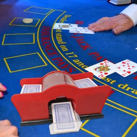 Evelots Playing Cards Shuffler - 2 Deck Card Holder, Easy Hand Cranked System, Card Shuffling Machine, Casino Card Shuffler for Blackjack Poker Texas Hold Em | Card Games