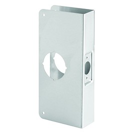 Prime-Line MP9551 Stainless Steel Single Bore Hole Lock and Door Reinforcement Plate for 1-3/4 in. Thick Doors, Stainless Steel Finish (Single Pack)