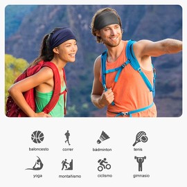 DQST Diademas Deportivas para La Cabeza, Kit de Bandas Elásticas con 4 Colores para Hombre y Mujer, Diademas de Cabello Absorbe El Sudor, Secado Rápido, Transpirable, Antideslizante. (4 Negro)