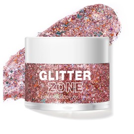 LANGMANNI Holographic Body Glitter Gel/Eyeshadow Cosmetic Grade for Body, Face, Hair and Lip. Colour-Changing Glitter Gel Under Light. -1.35 oz (7# Pink Stardust)