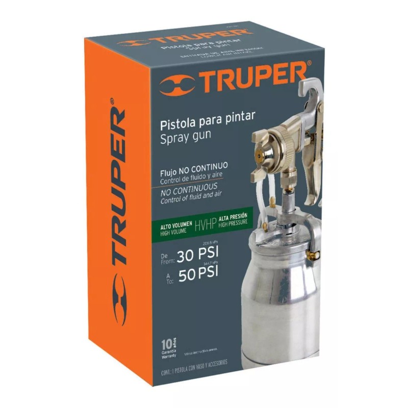 Truper Pistola De Succión Hvhp, Vaso Aluminio 1.8mm, Truper 14087