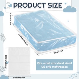 Colingmill 1 Pack Crib Mattress Storage Bag with Zipper 4 Mil and 2 Pcs Clothes Storage Bags 6.3 Mil Clear Plastic Waterproof Crib Mattress Bag for Moving, 52.5 x 28 x 6.5 Inches