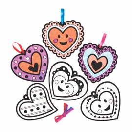 Baker Ross AX928 15 Pcs Heart Decorations Ornaments for Coloring Crafts for Kids Ideal for Art Activities
