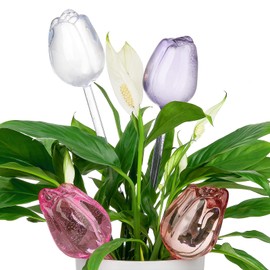 Adoric Plant Watering Globes Self Watering Planter,Automatic Plant Watering Devices, Insert Spikes Drip Devices, Plastic Watering Bulbs for Indoor & Outdoor Plants, 4 Tulips