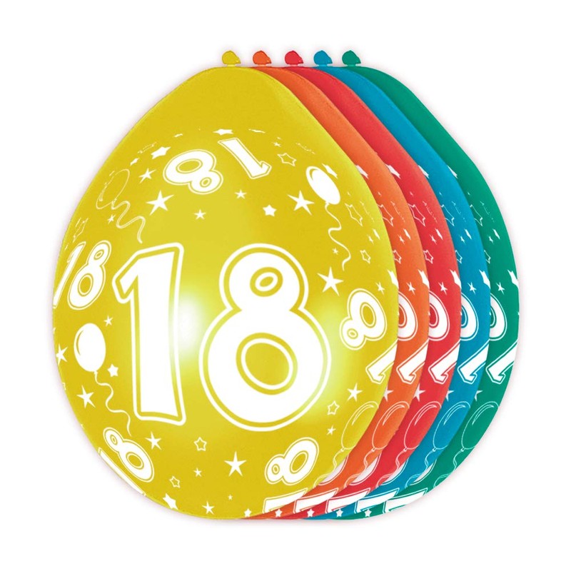 Folat 19318 18th Birthday Balloons - 5 pieces, Multi Colors