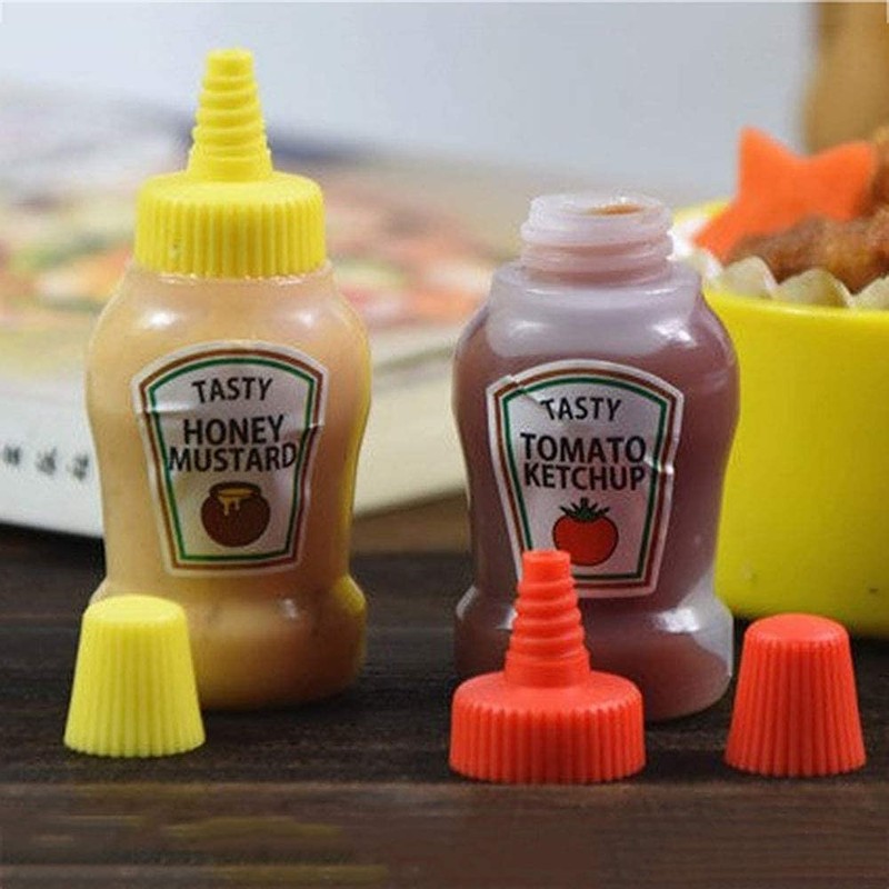 Mini Ketchup Bottles, 25ml Refillable Condiment Squeeze Bottle Salad Dressing