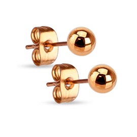 Paula & Fritz 1 Pair of Ear Studs Made of Stainless Steel Yellow Gold, Black, Rose Gold, Silver, Rainbow with ball, 3–7 mm, Gold Plated
