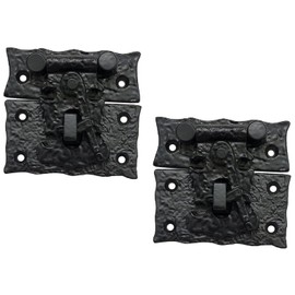 Adonai Hardware 3 Inch"Oshea" Antique Cast Iron Hasp & Staple with Lock for Trunks and Jewellery Boxes (Supplied as 2 Pieces per Pack) - Matte Black Powder Coated