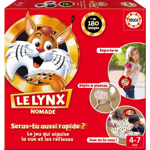 Educa Borras Educa - Le Lynx Nomade, Jeu de societé, Renforce la mémoire visuelle et Les réflexes, Plus 4 Ans, Ref. 16248, Multicolore, Plus 108 Images