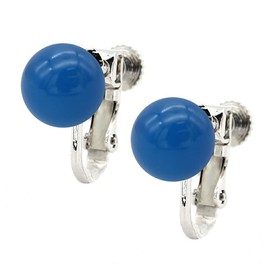 Jewelry Shop M p0035E Natural Stone, 1 Piece, Direct Connected Earrings, Screw Spring Type, Simple, Women's, Hypoallergenic, 0.3 inches (8 mm), Gemstone Turquoise Metal