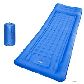 SEVNPRIME 78in x 29in x 5in Camping Sleeping Pad, Upgraded Durable Waterproof Compact Traveling Air Mattress, Built-in Foot Pump, Ultralight Inflatable Sleeping Mat for Backpacking, Hiking (Blue)