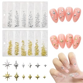 Kabwea Pack of 400 3D Star Nail Charms for Nail Design, Nail Charms, Nail Charms, Nail Charms, Gold Charms, Gold Charms, Overlays Nails, Charms, Nail Charms