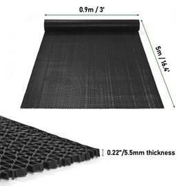 jxgzyy Commercial Drainage Mat Non Slip Drainage Floor Matting 3'x16.4' Heavy Duty Swimming Pool Mat for Restaurant Kitchen Bathroom Bar Garden Outdoor Wet Area, Black