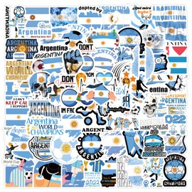 66 Pcs Argentina Football Graffiti Cartoon Waterproof Vinyl Soccer Stickers for Kids Girls Boys Teens Adults for Water Bottles Laptop Suitcase for Birthday Party Soccer Party Decoration Favors
