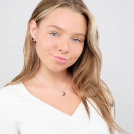 Alabama Gift Set for Women - Crimson A Stud Earrings and Crystal Charm Necklace - Hypoallergenic Stainless Steel Jewelry - Alabama Crimson Tide Gifts and Game Day Gear