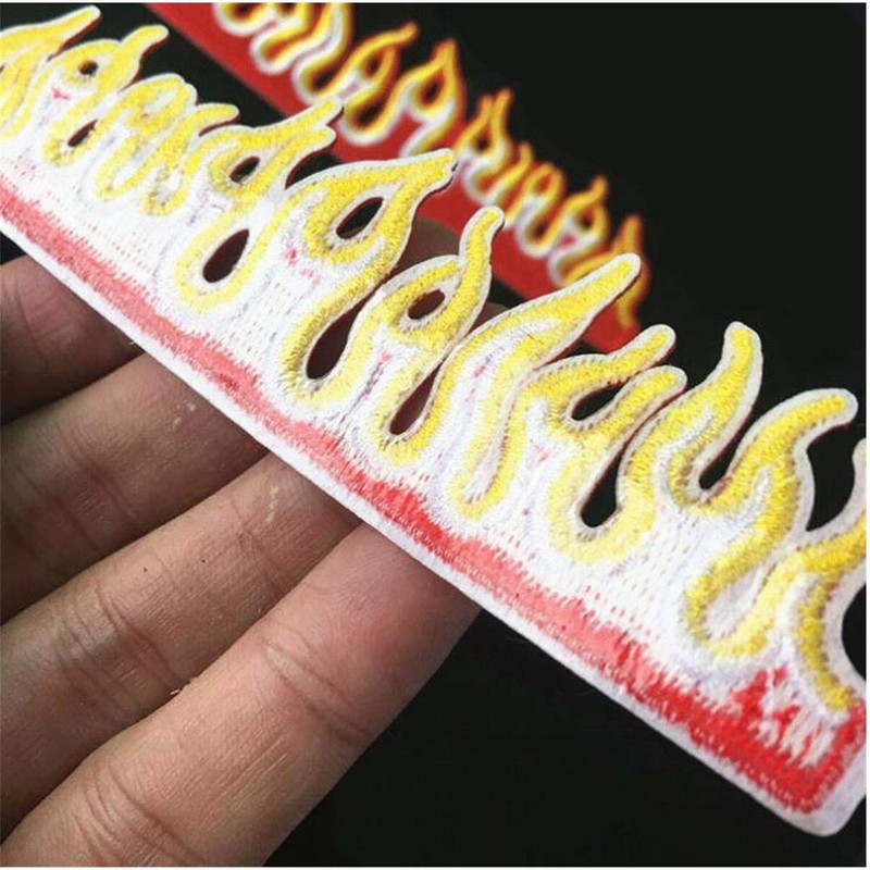 Wixine 5Pcs Embroidery Flames Fire Sew On Iron On Patch