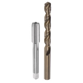 sourcing map Tap & Bit Sets, M12 x 1.5 H2 Straight Flute Machine Thread Milling Tap, 10.5mm M35 Cobalt High Speed Steel (HSS-CO) Twist Drill Bit