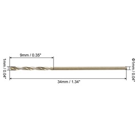 sourcing map 24pcs Straight Shank Twist Drill Bits 1mm Gold Titanium & Black Nitride Coated High Speed Steel (HSS) 4341 with 1mm Shank for Stainless Steel Alloy Metal Plastic Wood