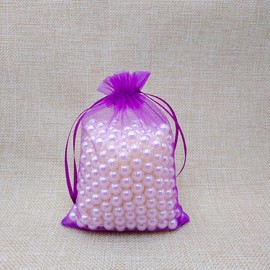 Jwsqmc 4x6 Inch Organza Gift Bags with Drawstring for Jewelry,Candy,100 Pcs Purple Sachet,Sheer Fabric Mesh Pouches for Baby Shower,Girl Birthday Presents,Party Favors,Wedding,Bridal Shower,Makeup