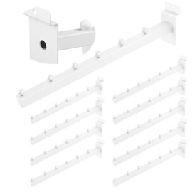 Yauhar 10Pcs 12 Inch 6 Ball Waterfall Slatwall Hooks, Metal Heavy Duty Slat Wall Hanging Hook Hanger Pegs Panel Accessories for Clothing Retail Garage Shop Display (White)