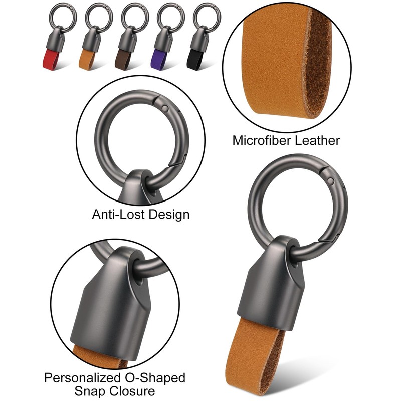 Whtawtaw Car Key Chain Ring Clip, Small Leather Key Fob