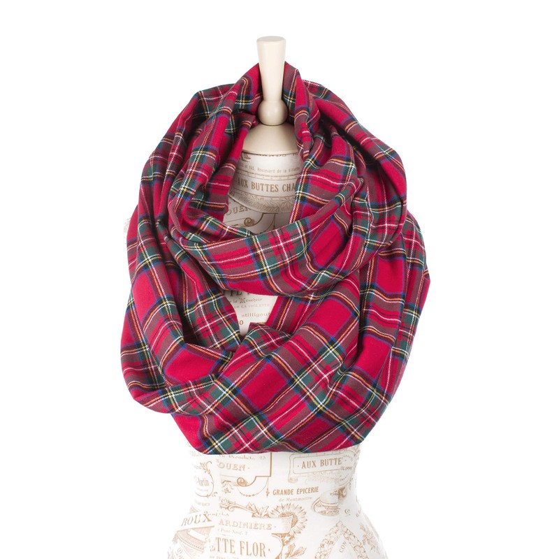 Plaid Infinity Scarf (Red Royal Stewart Tartan)