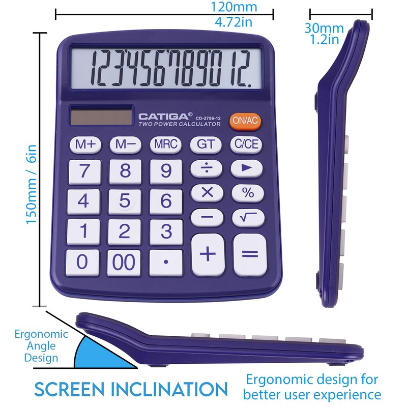 Desktop Calculator 12 Digit with Large LCD Display and Sensitive