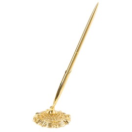 S.fields.inc Reception Pen with Stand, Desk Pen, 1 Pen Stand, Ballpoint Pen Holder, For Weddings, Reception Room, Gold