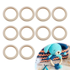 Wooden Ring for 10 Pieces Crafts DIY Craft Ring, Jewellery Making, Baby Toys and Decorations, Smooth Polished Surface, Environmentally Friendly, 70 mm Diameter