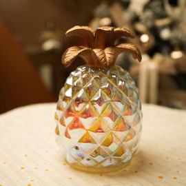 hvfun 7"(17.8cm) Light Up Mercury Glass Silver Pineapple with Timer-Battery Operated Table Top Decoration for Festive-Christmas Centeripieces-Casting Enchanting Hues in Sunlight