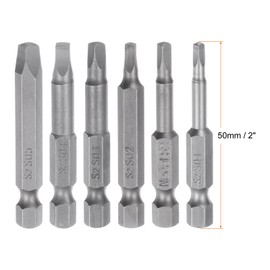 sourcing map SQ1/SQ2/SQ2.7/SQ3/SQ4/SQ5 Square Screwdriver Bit 1/4" Hex Shank 2" Length Magnetic Security Screw Driver Power Tool