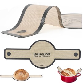 Silicone Bread Sling for Dutch Oven,Specially Selected Platinum Silicone,8.3 Inch Baking Mat Reusable Silicone Baking Sheets,Heat Resistant Dutch Oven Liners for Placing Sourdough Bread (Grey-B)