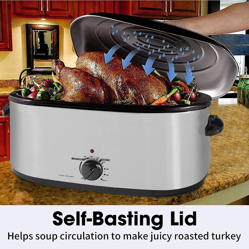 Sunvivi 24 Quart Electric Roaster with Removable Pan,Electric Turkey Roaster