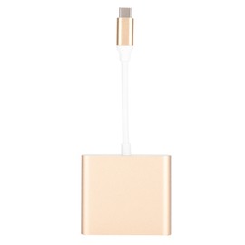 Type‑c to HDMiUSB3.1 Converter Aluminium Alloy Shell Compact Multi‑Port Support 1080P(Gold )